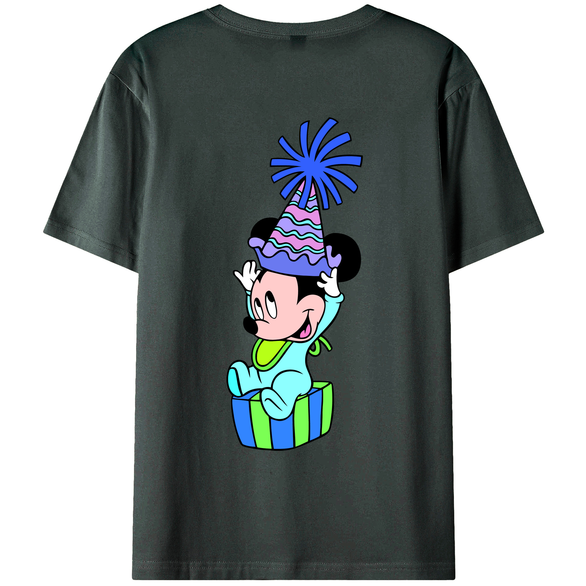 ミッキーマウス Mickey Mouse 綿100％ メンズ半袖Tシャツ（バックプリント） 通気性